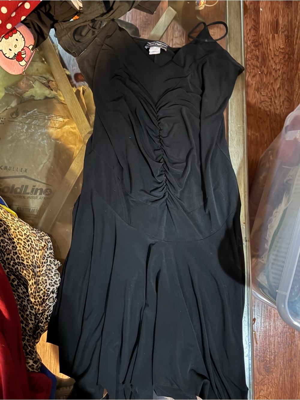 Chic Black Ruched V-Neck Mini Dress